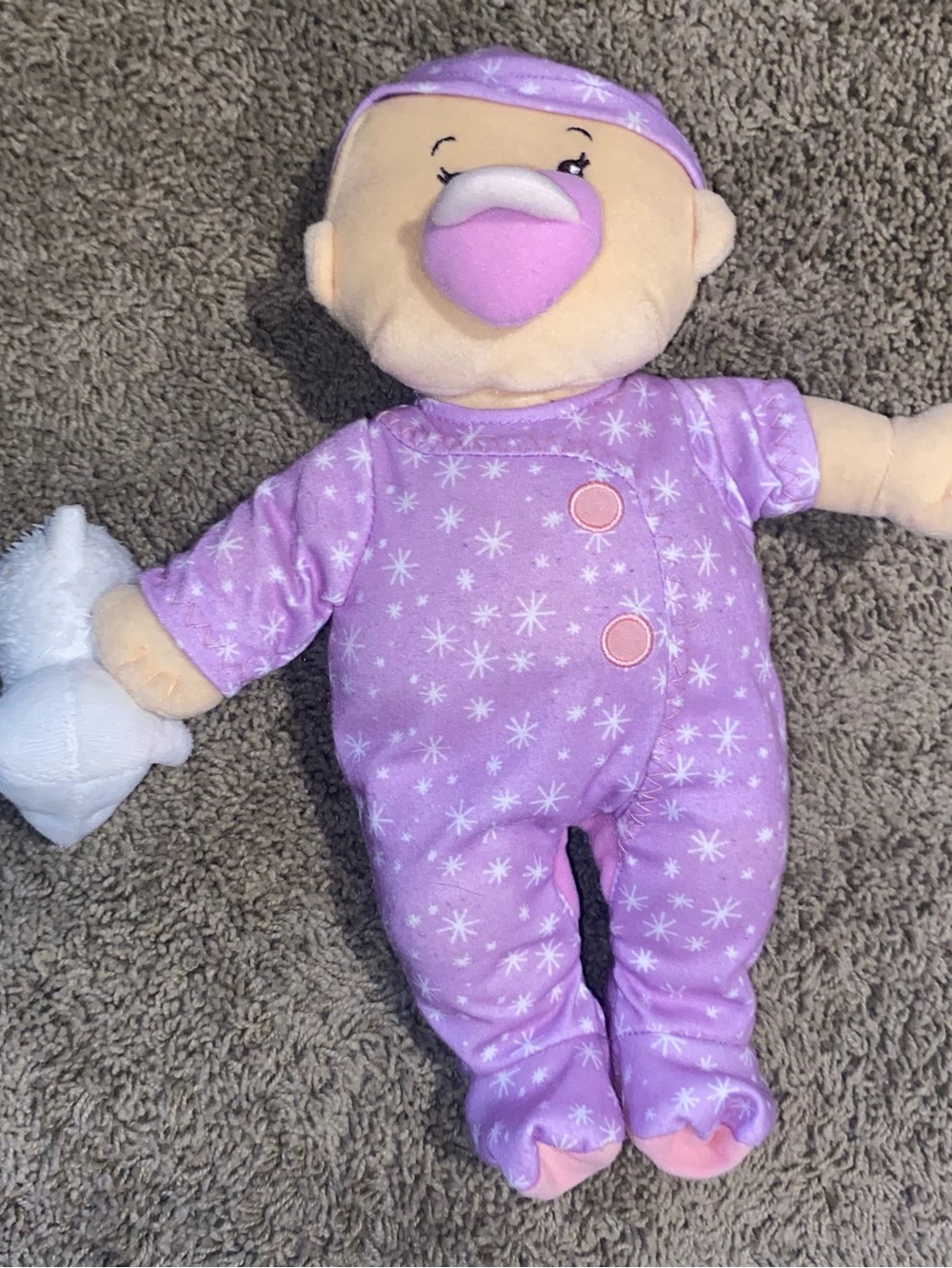 Plush Baby Doll in Lavender Sleepwear with Pacifier